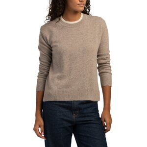 JASON WU Cobblestone Cashmere Crew Neck Sweater With Double Layered Trim